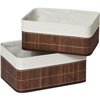 Set of 2 Storage Boxes in Dark Brown Bamboo