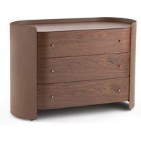 Firmo Chest of Drawers in Walnut and Leather Veneer with 3 Drawers