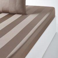 Wide Striped 100% Cotton Satin 300 Thread Count Fitted Sheet