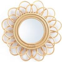Nogu 36cm Diameter Rattan Double Flower Mirror