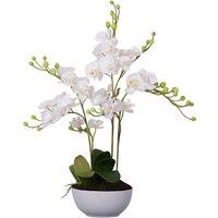 85cm Artificial White Orchid in White Ceramic Pot