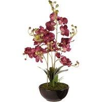 85cm Artificial Purple Orchid in Black Ceramic Pot