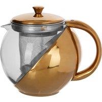 Gold Finish Glass Teapot with Infuser