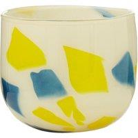 16cm Yellow and Blue Abstract Glass Planter