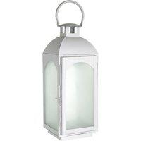 45cm Steel Lantern in White Wash