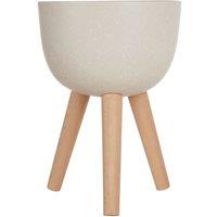 46cm Planter in White with Beech Wood Legs