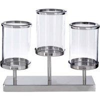 3-Light Hurricane Candle Holder in Glass with Metal Base