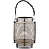 24cm Glass Lantern in Nickel Stripe