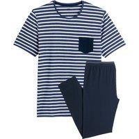 Striped Organic Cotton Pyjamas with Short Sleeves