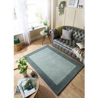 Two Tone Border Plain Rug in 100% Wool