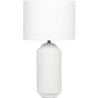 White Geometric Embossed Ceramic Table Lamp