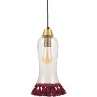 Statement Clear Glass and Red Fringe Tassel Pendant Ceiling Light