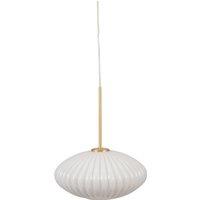 White Ribbed Glass with Gold Fittings Oval Pendant Ceiling Light