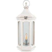 White Wash Wood Lantern Table Lamp