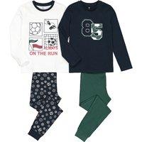 Pack of 2 Pyjamas in Football Print Cotton