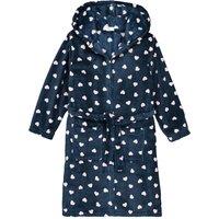 Recycled Heart Print Bathrobe with Hood in Soft Fleece, 3-14 Years