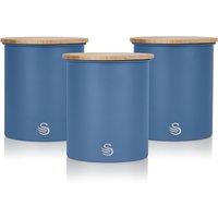 Set of 3 Nordic Tea Coffee Sugar Canisters in Blue