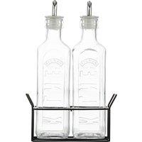 Set of 2 0.6L Oil Bottles & Metal Rack