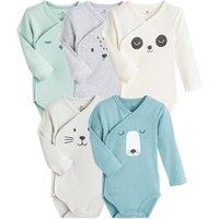 Pack of 5 Bodysuits in Organic Cotton, Prem-2 Years