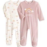 Pack of 2 Sleepsuits in Cotton Mix Velour
