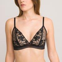 Non-Underwired Triangle Bra in Embroidered Tulle