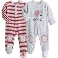 Pack of 2 Sleepsuits in Cotton Mix Velour
