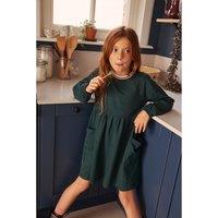 Organic Cotton Dress with Long Sleeves and Crew Neck , 3-12 Years