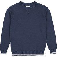 Organic Cotton Jumper in Fine Knit with Crew Neck, 3-12 Years