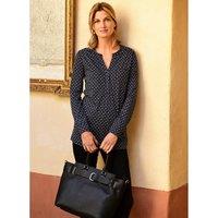 Cotton Mix Tunic in Graphic Print with Grandad Collar