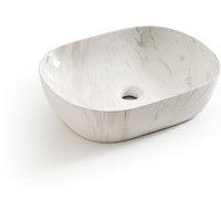 Mabel Oval Ceramic Marble-Effect Washbasin