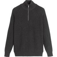 Organic Cotton Jumper in Fisherman's Rib with Half Zip