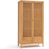 Gabin Solid Pine & Rattan 2-Door Wardrobe