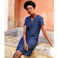 Mid-Length Shift Dress with Short Sleeves