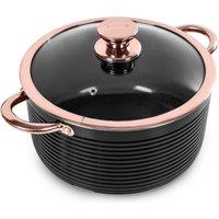 24cm Linear Casserole Dish in Black/Rose Gold