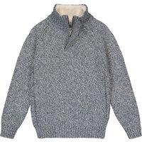 Chunky Knit Cotton Jumper with High Neck and Half Zip