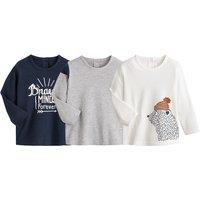 Pack of 3 T-Shirts in Cotton with Long Sleeves