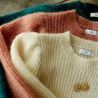 Alpaca Mix Jumper with Balloon Sleeves and Crew Neck