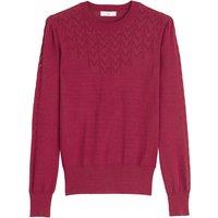 Recycled Cotton Mix Jumper in Fine Pointelle Knit with Crew Neck