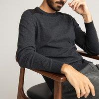 Recycled Cotton Mix Jumper in Fine Knit with Crew Neck