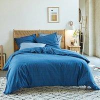 Monille Denim Checked 100% Washed Cotton Reversible Duvet Cover