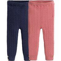 Pack of 2 Leggings in Cable Knit Cotton Mix