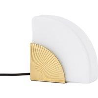 Alcance Art Deco Fan Brass and Opaline Glass Table Lamp