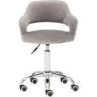 Soft Grey Velvet Office Chair with Chrome Base