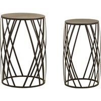 Set of 2 Round Nest Tables in Black Iron