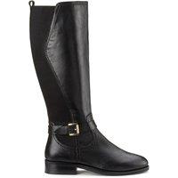 Wide Fit Riding Boots in Leather with Flat Heel
