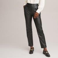 Leather Straight Trousers, Length 26.5"