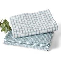 Set of 2 Checked 100% Cotton Tea Towels
