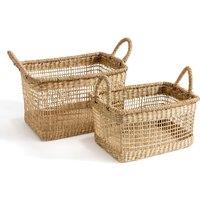 Set of 2 Sola Woven Straw Baskets