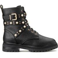 Recycled Wide Fit Biker Boots with Studs