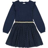 Polka Dot Cotton Dress with Long Sleeves, 3-12 Years